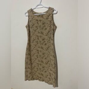 Floral Tan Sleeveless Dress